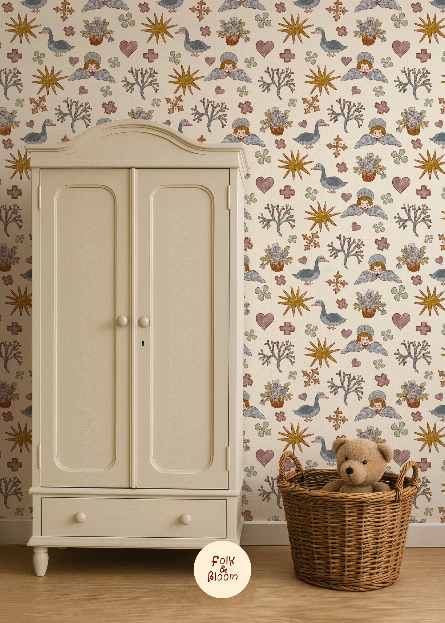 Children's Wallpaper - Angels Cream