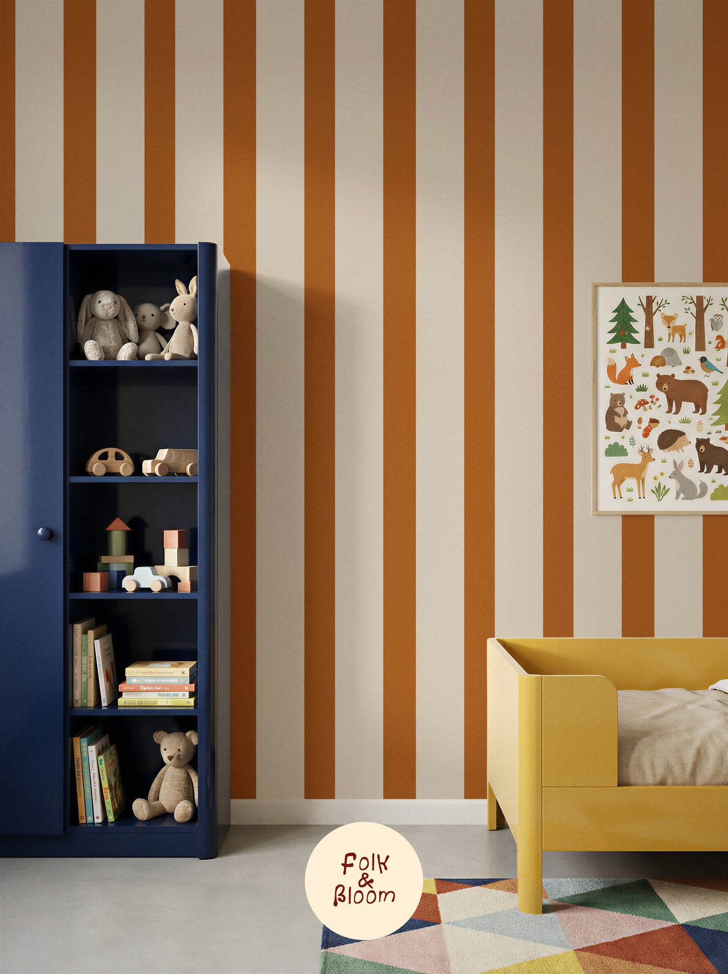 Stripes Cream & Rust — Children's Wallpaper