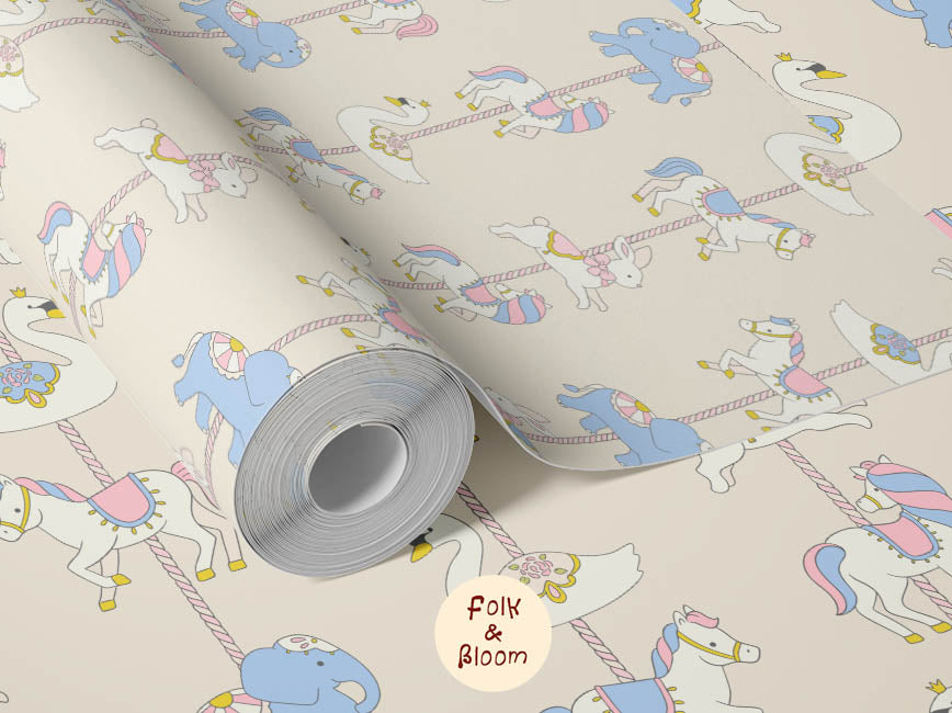 Children's wallpaper on roll - Carousel