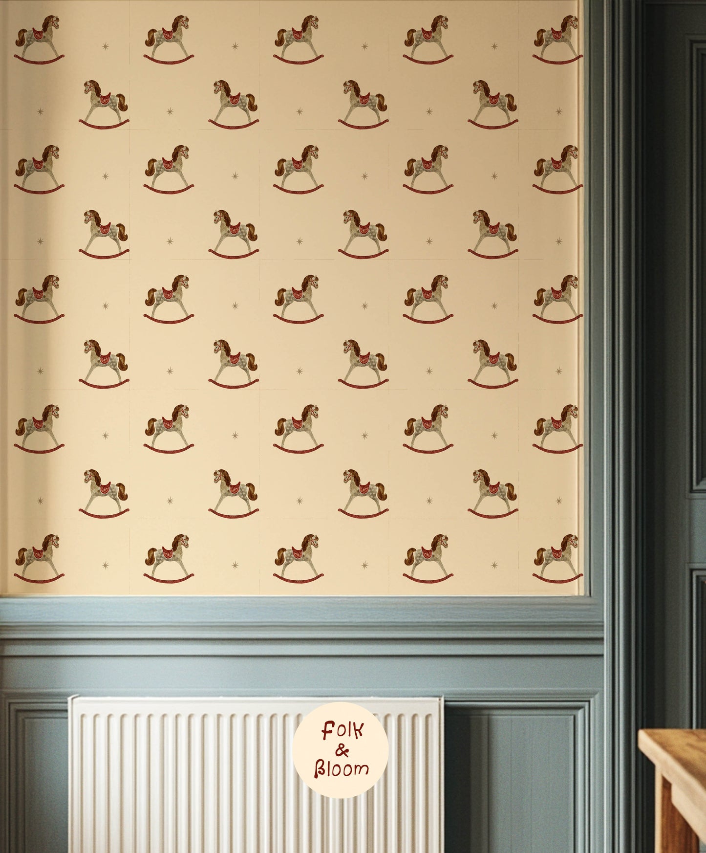 Children's wallpaper on roll - Rocking horses
