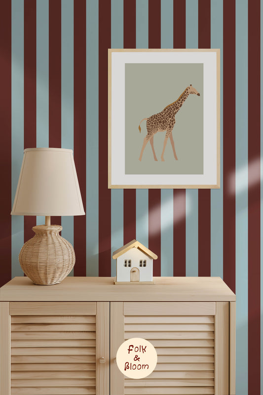 Children's wallpaper on roll - Stripes Red/Blue