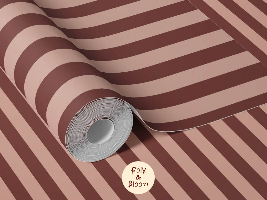 Children's wallpaper on roll - Stripes Red/Pink