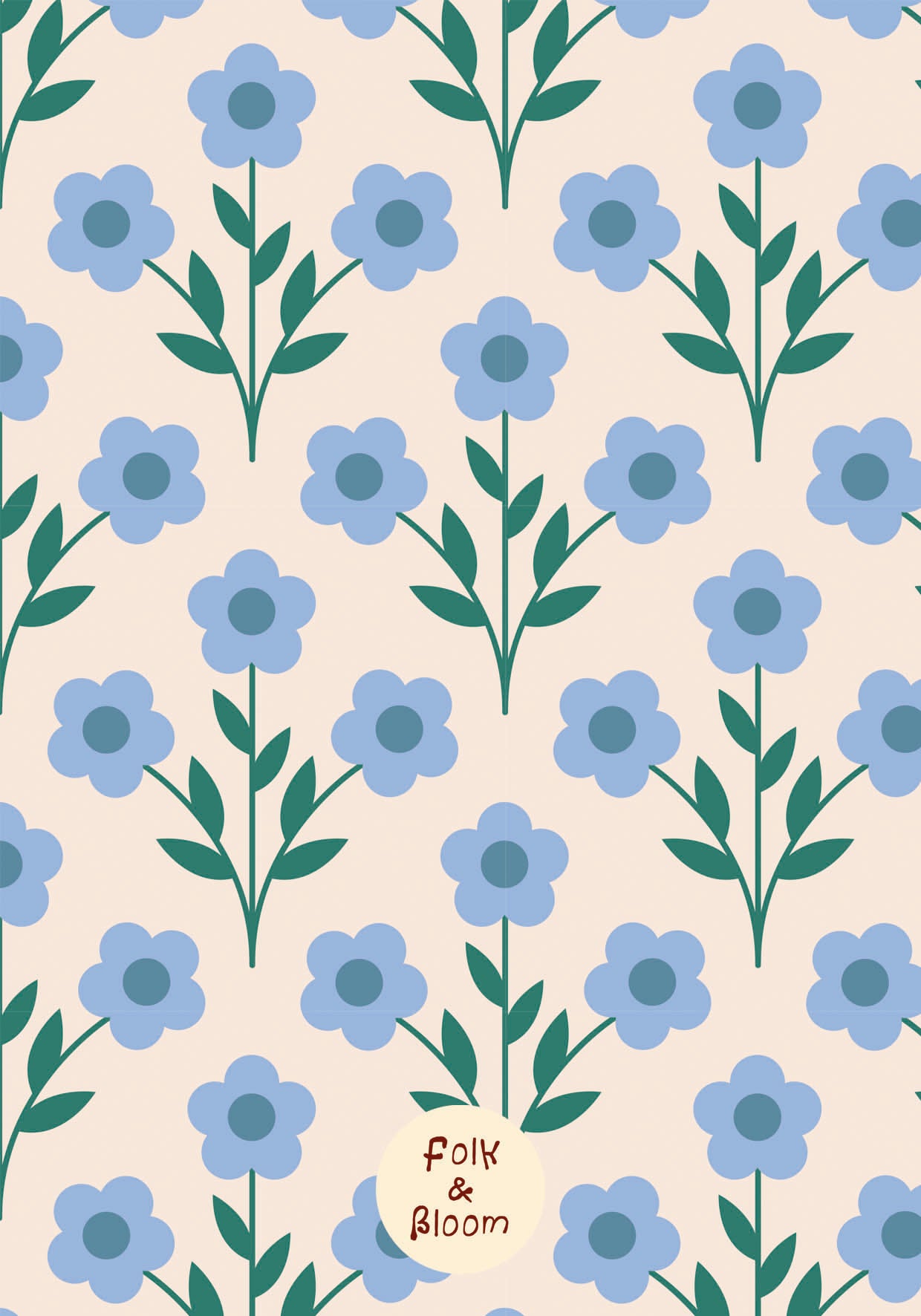 Children's wallpaper on roll - Flowerpower Blue
