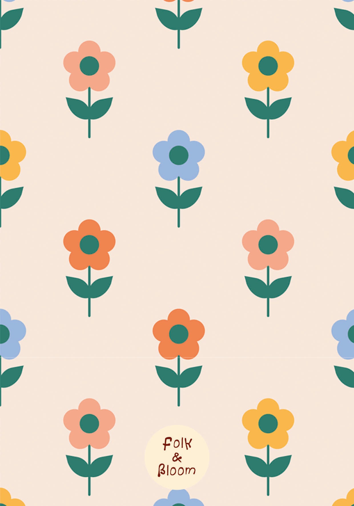 Children's wallpaper on roll - Mixed Flowers