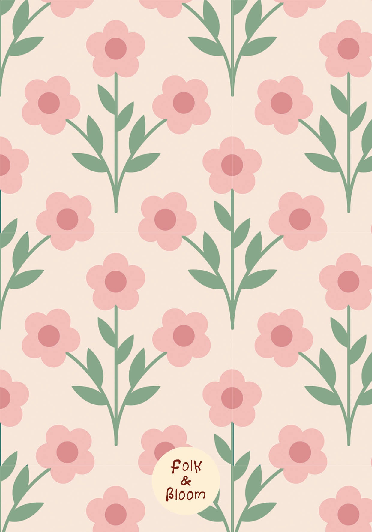 Children's wallpaper on roll - Flowerpower Pink