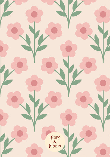 Children's wallpaper on roll - Flowerpower Pink