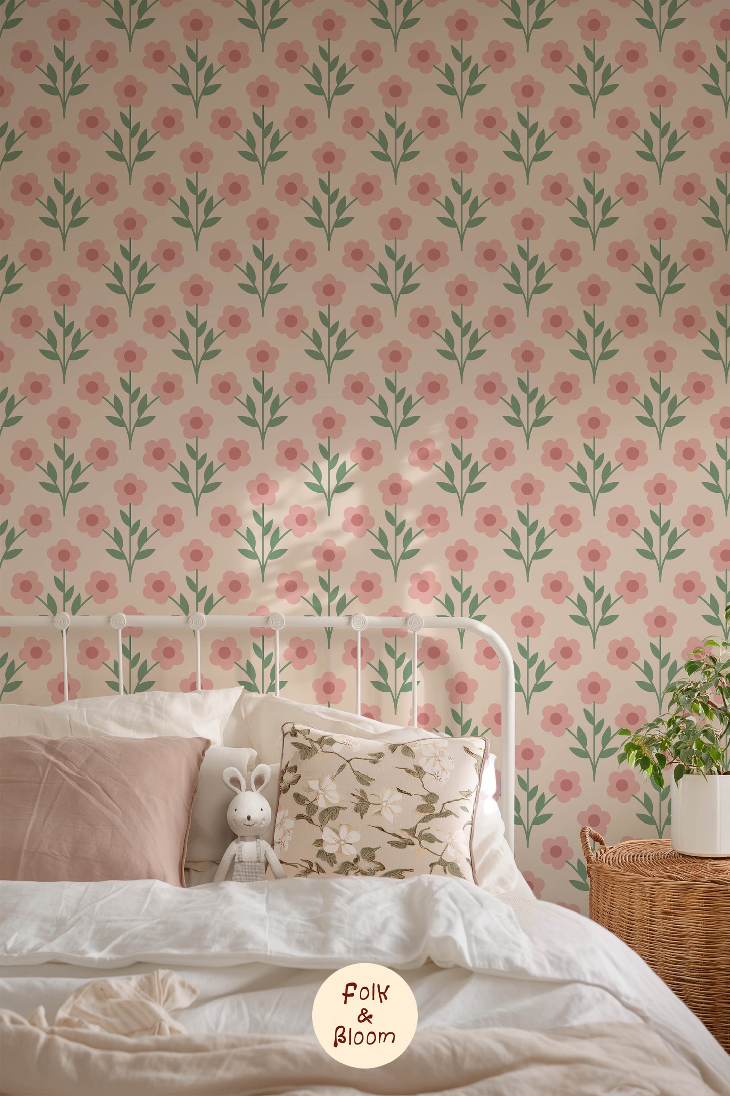 Children's wallpaper on roll - Flowerpower Pink