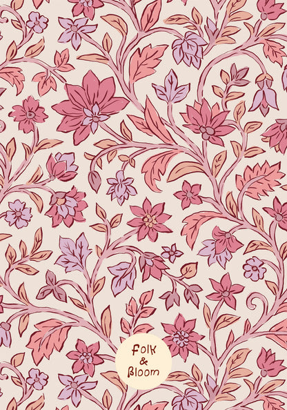Children's wallpaper on roll - Blockprint Pink