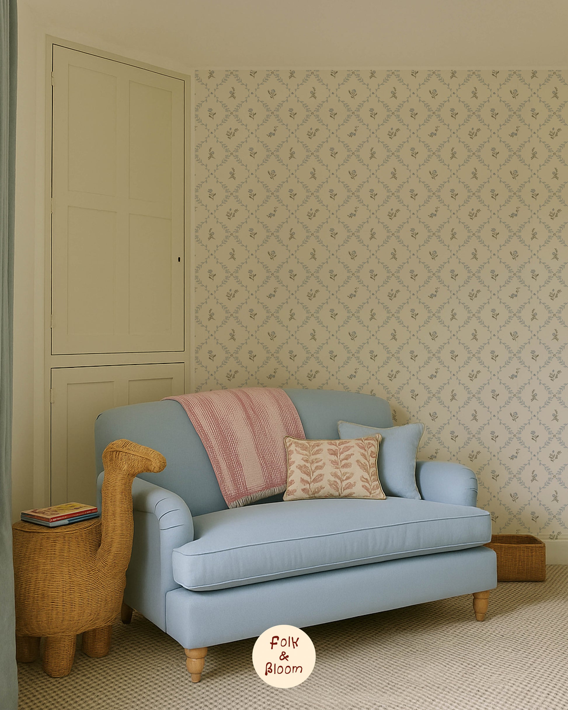 Blue flowers wallpaper classic nursery wallpapers