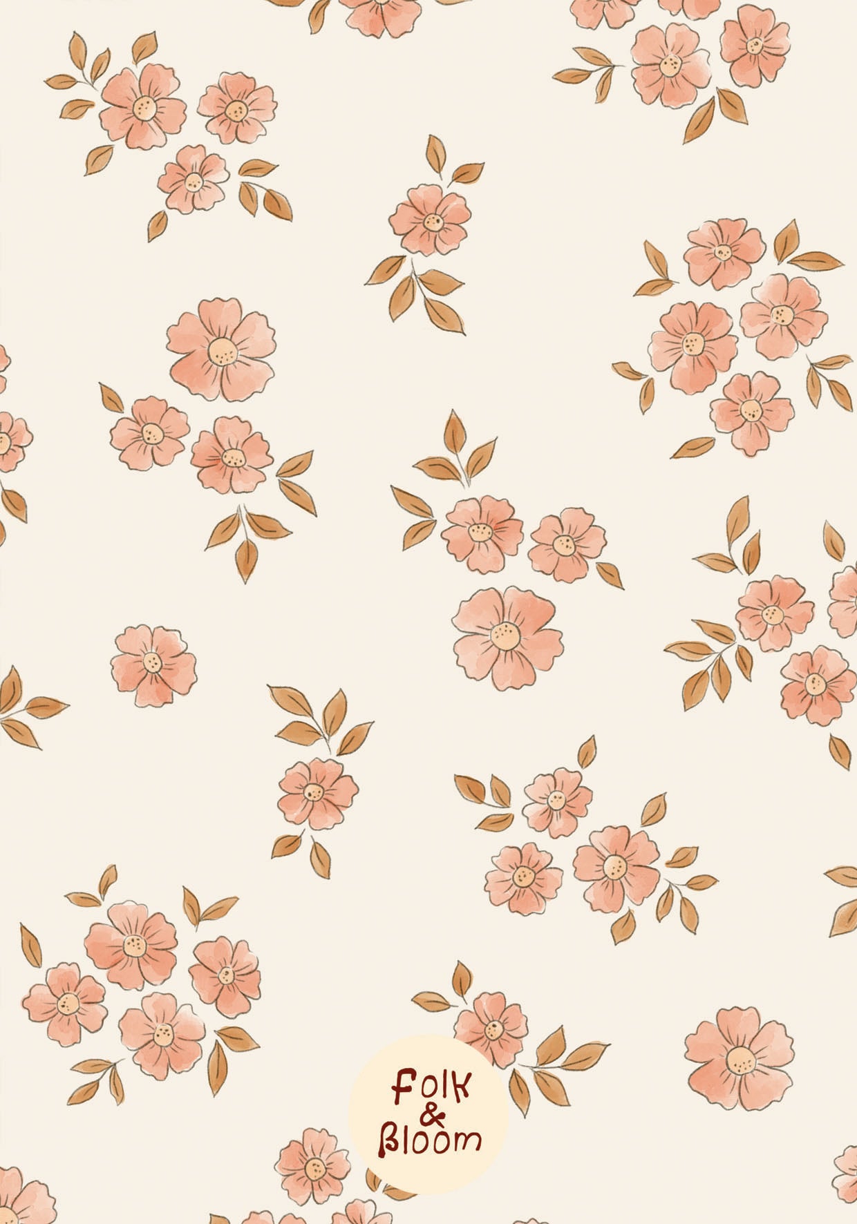 Boho floral kids wallpaper with pastel botanical design.
