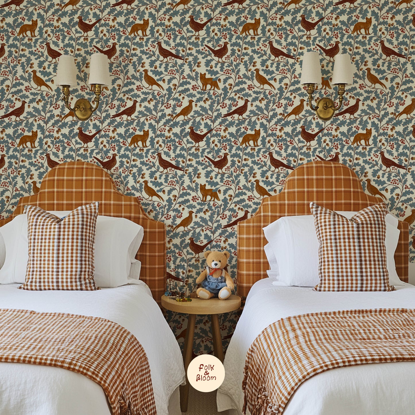 Children's wallpaper on roll - Fox and Pheasant