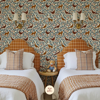 Children's wallpaper on roll - Fox and Pheasant