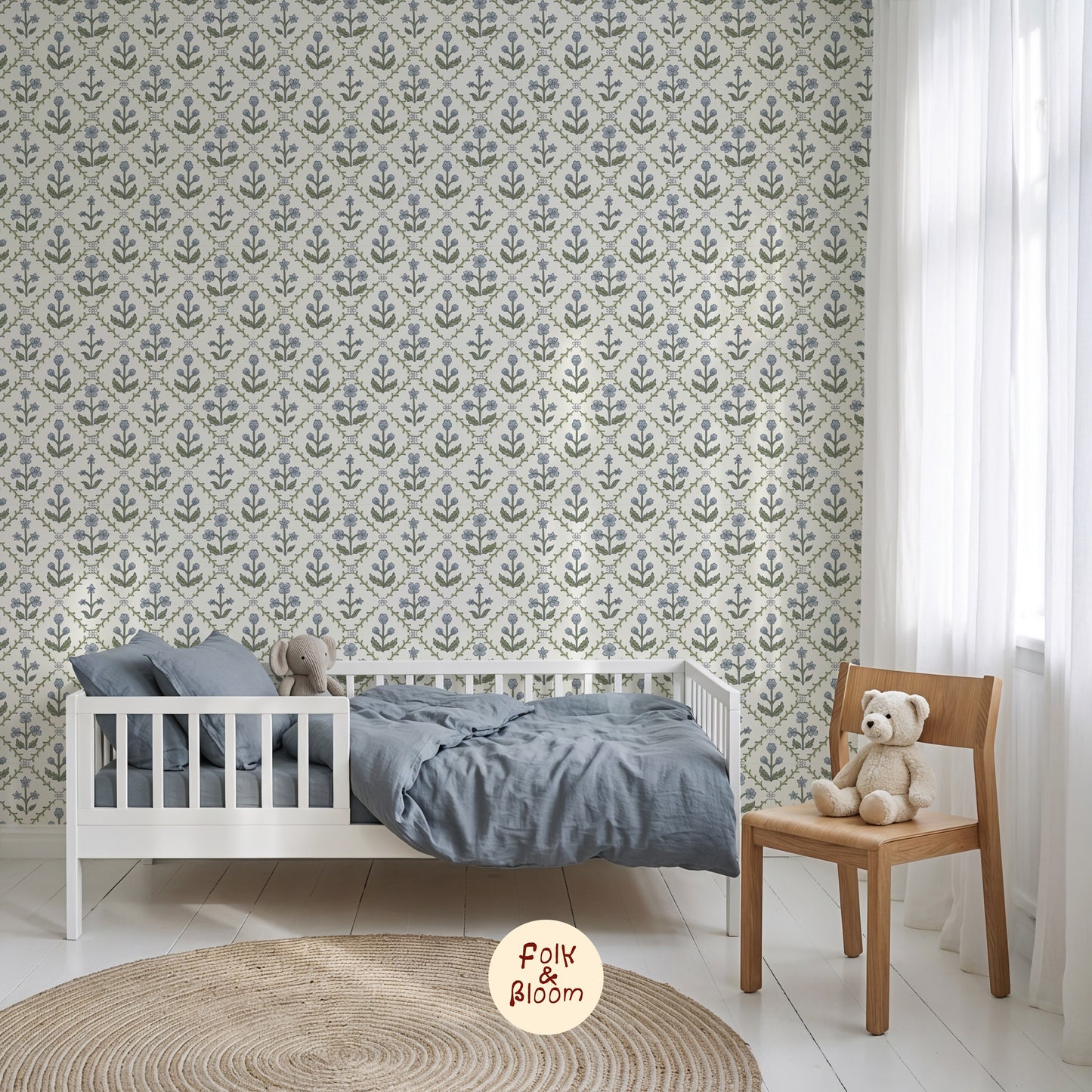 Children's wallpaper on roll - India Blue