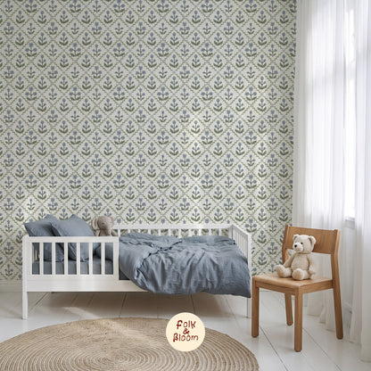 Children's wallpaper on roll - India Blue