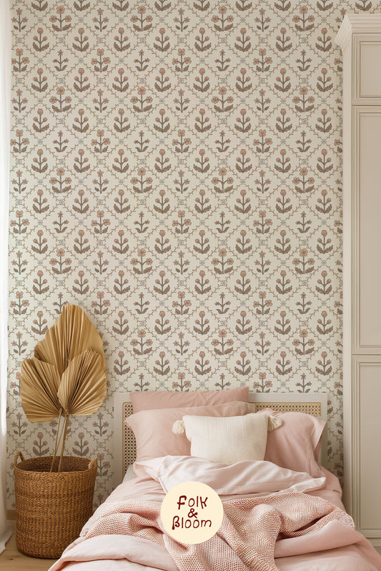 Children's wallpaper on roll - India Pink