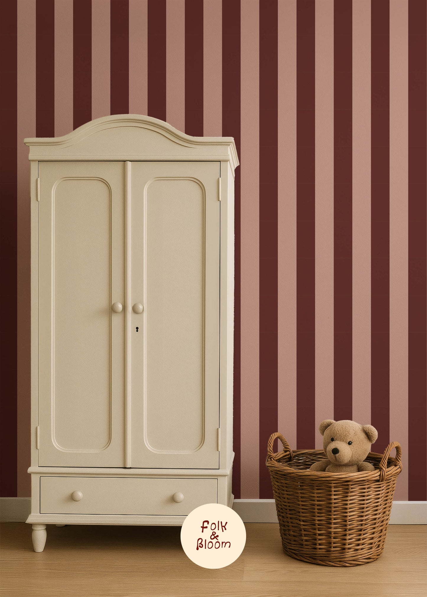 Children's wallpaper on roll - Stripes Red/Pink
