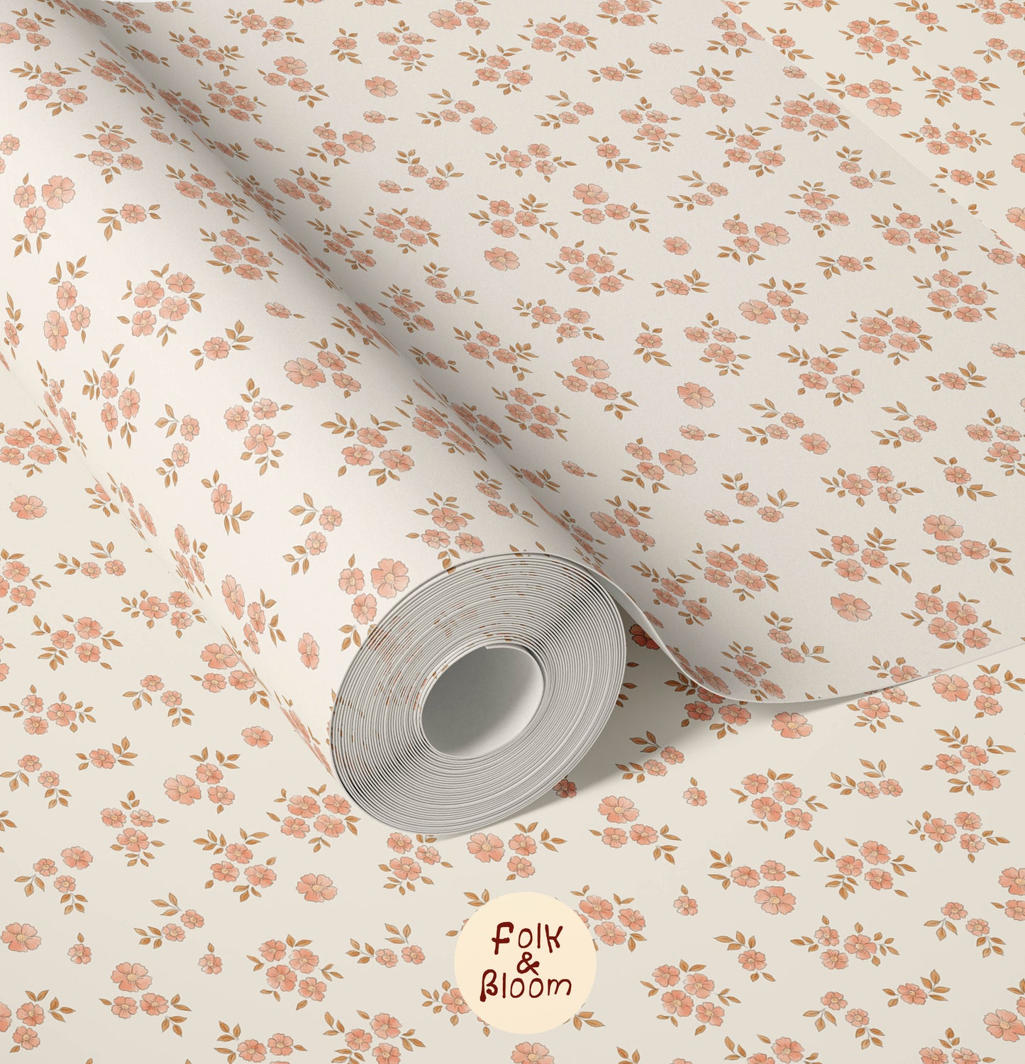 Boho floral kids wallpaper with pastel botanical design.