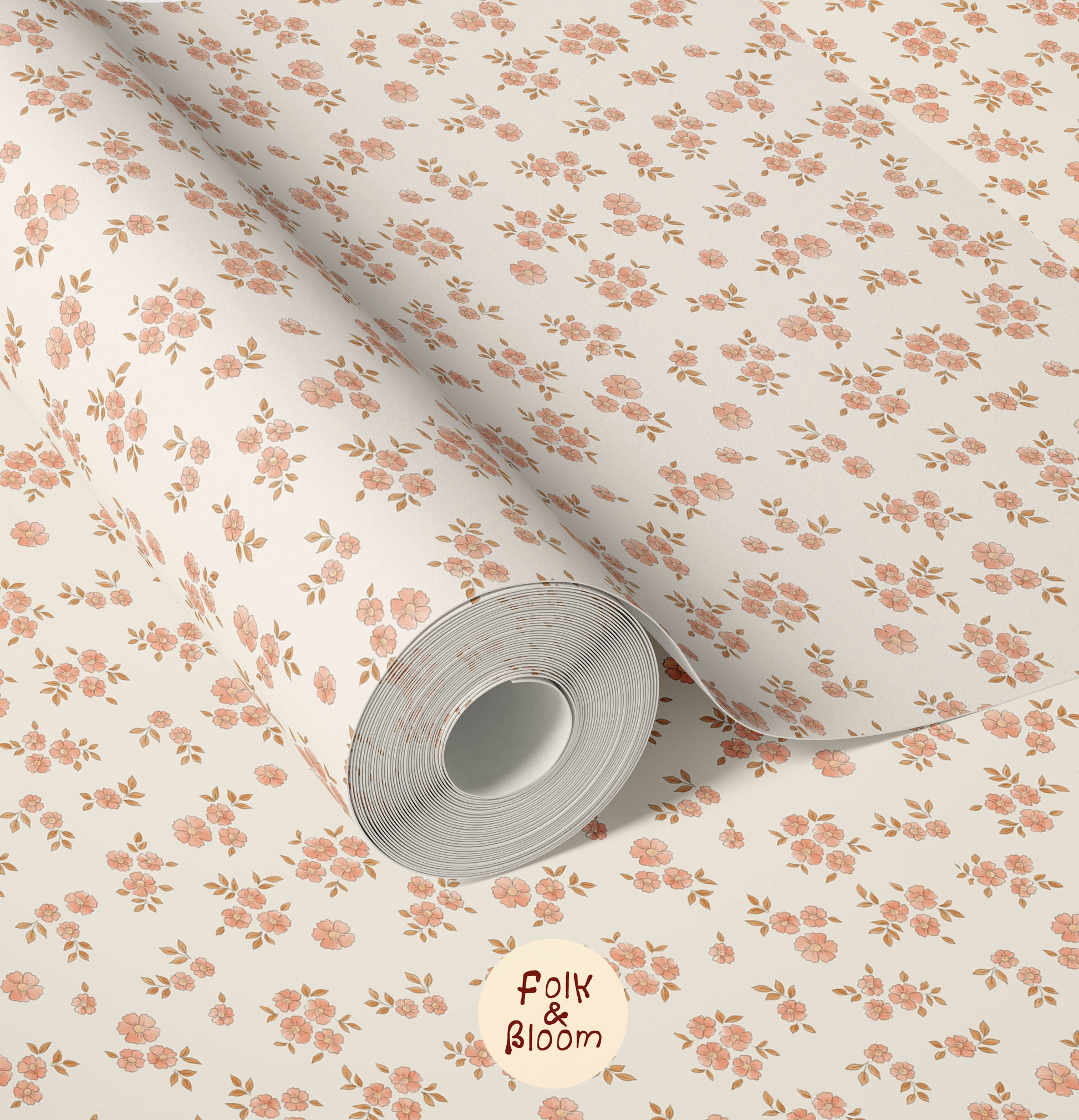 Boho floral kids wallpaper with pastel botanical design.