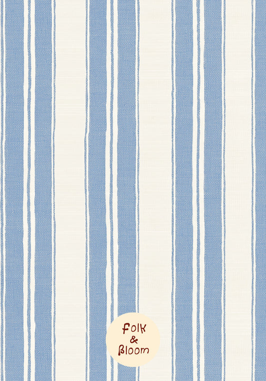 Children's wallpaper on roll - Stripes classic blue