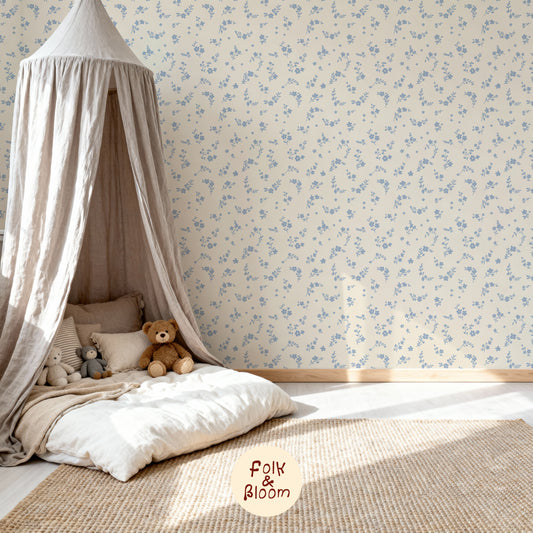 Children's wallpaper on roll - Victoria Blue