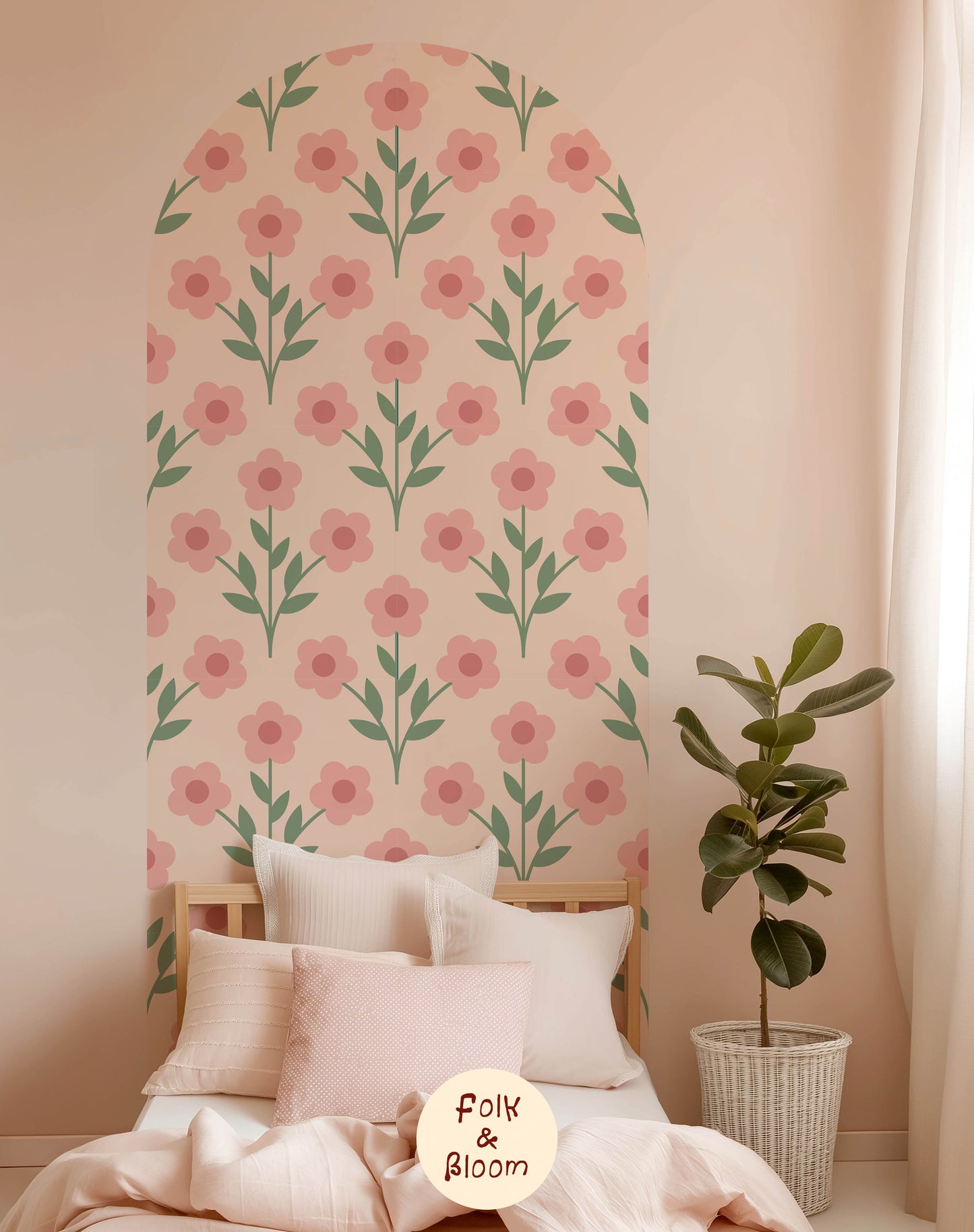 Self-adhesive Wall Sticker - Pink Flowers