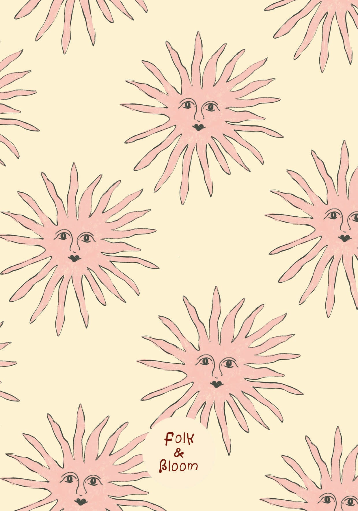 Nursery wallpaper - Pink Suns Cream