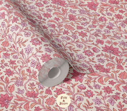 Children's wallpaper on roll - Blockprint Pink