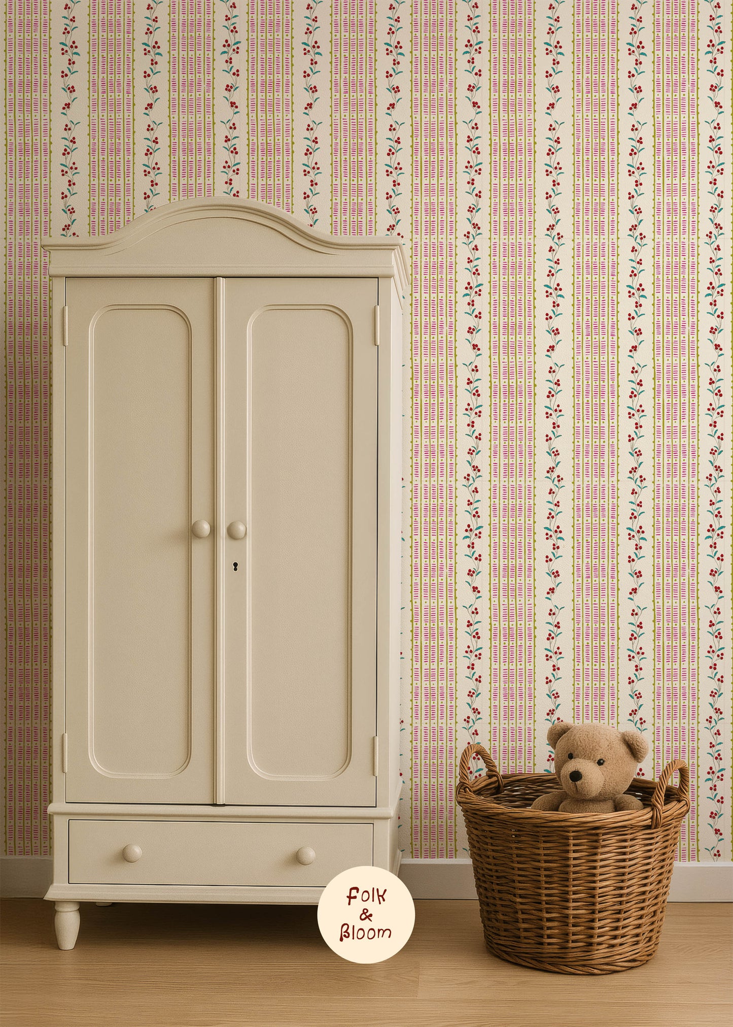 Children's Wallpaper - Botanical Stripes Multi