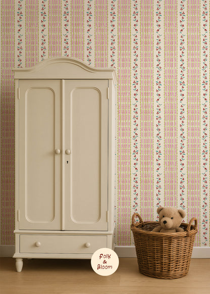 Children's Wallpaper - Botanical Stripes Multi