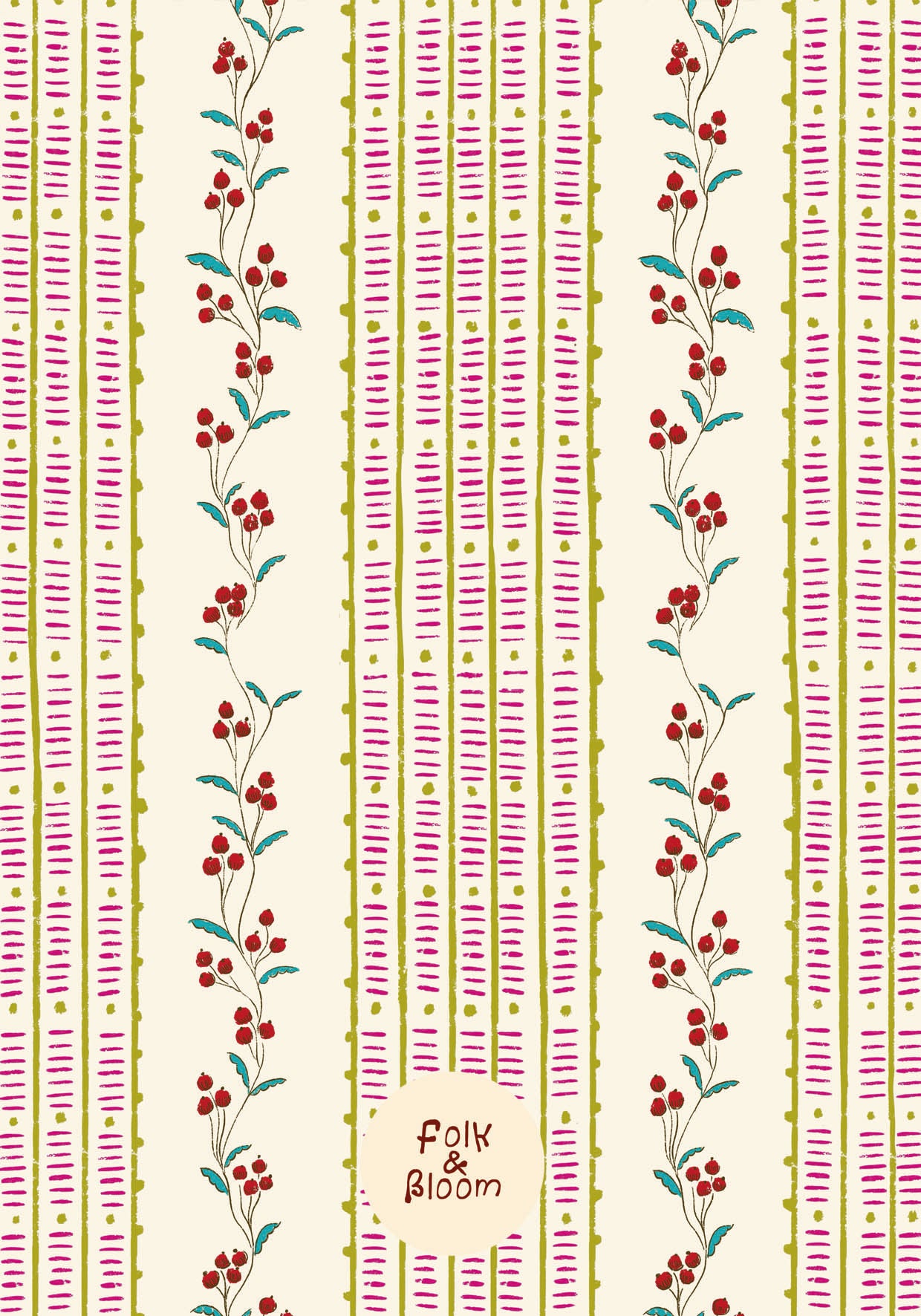 Children's Wallpaper - Botanical Stripes Multi