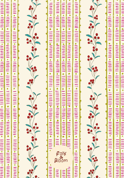 Children's Wallpaper - Botanical Stripes Multi