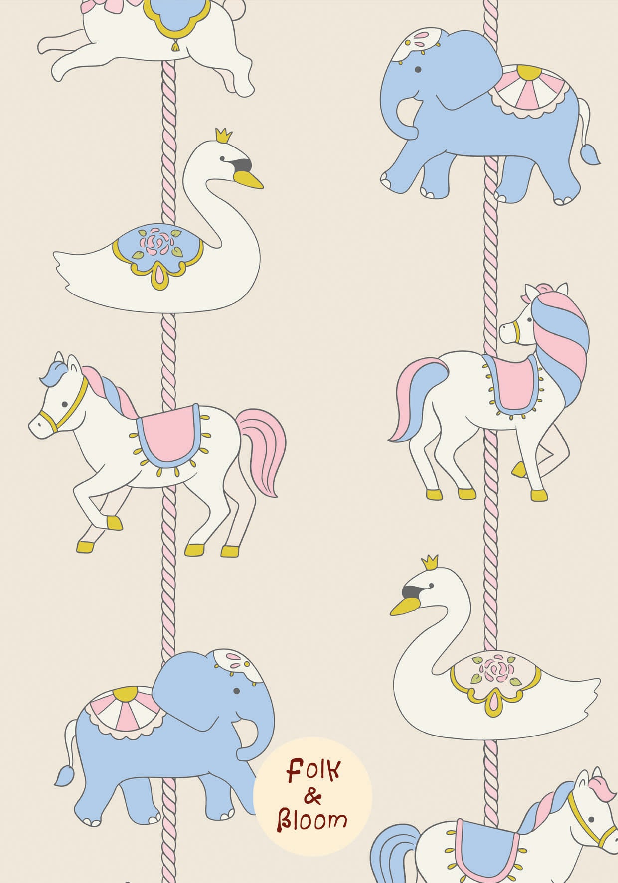 Children's wallpaper on roll - Carousel