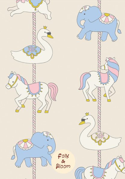 Children's wallpaper on roll - Carousel