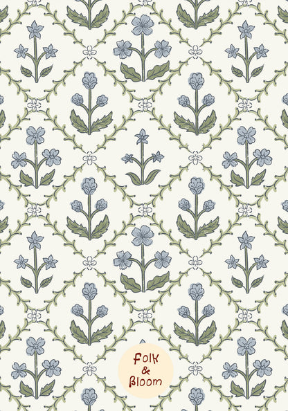 Children's wallpaper on roll - India Blue