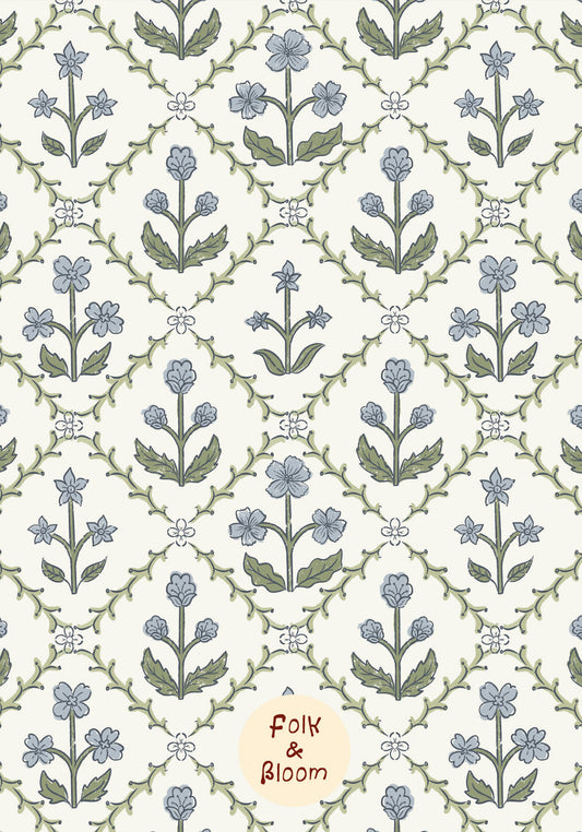 Children's wallpaper on roll - India Blue