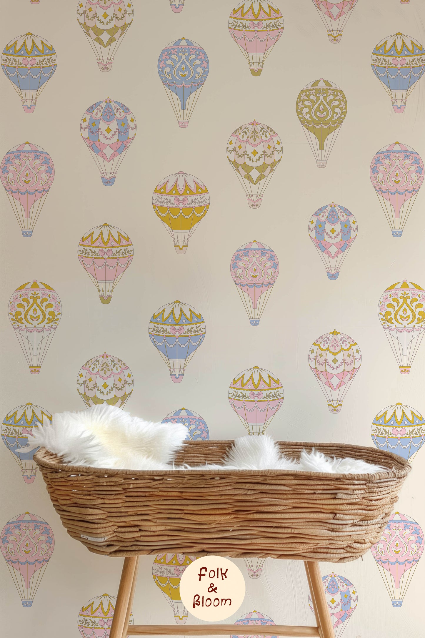 Children's wallpaper on roll - Hot Air Balloons