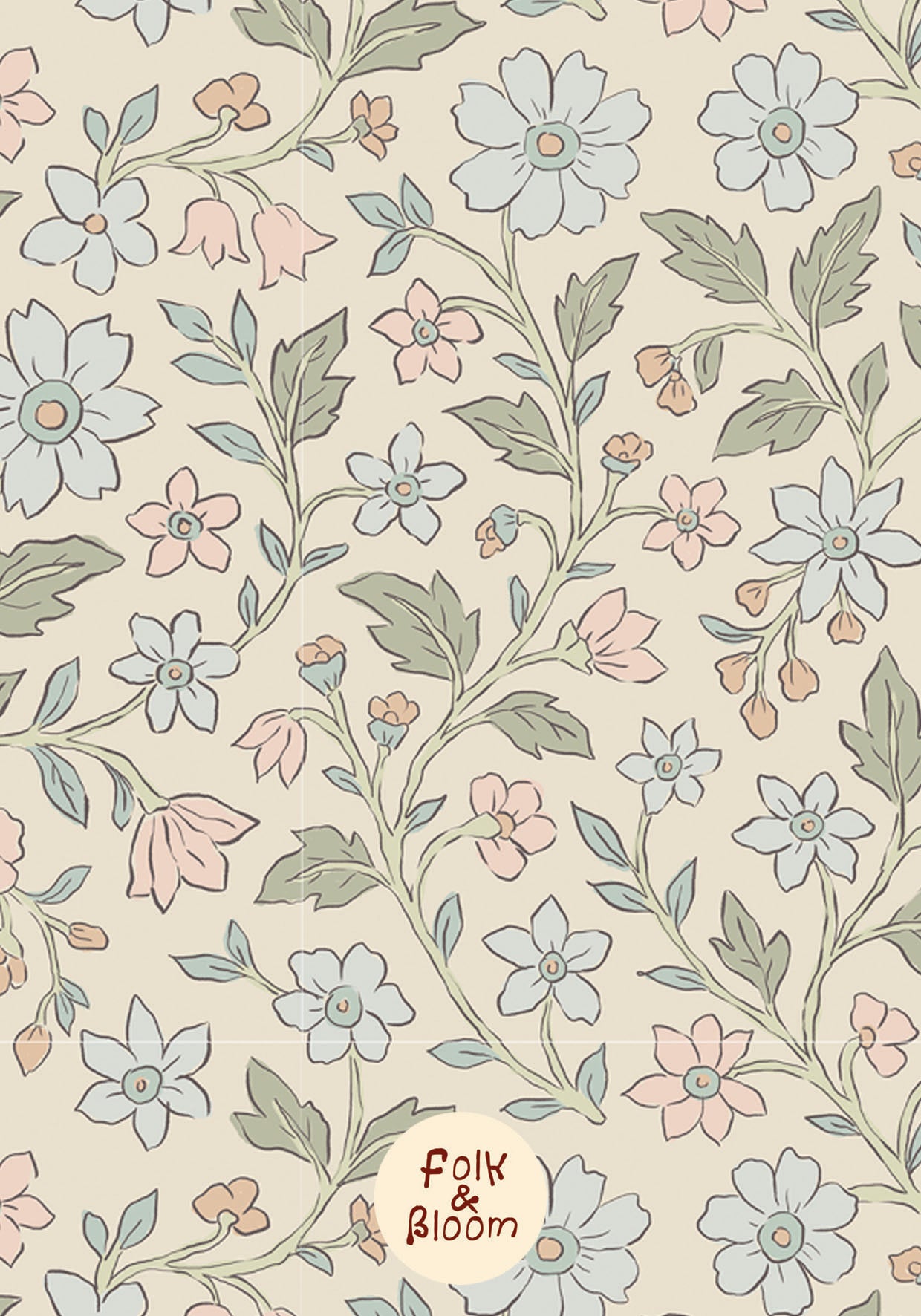 Children's wallpaper on roll - Cottage Meadow