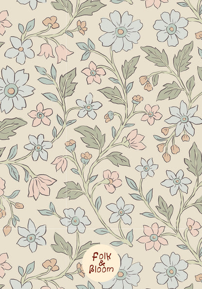 Children's wallpaper on roll - Cottage Meadow