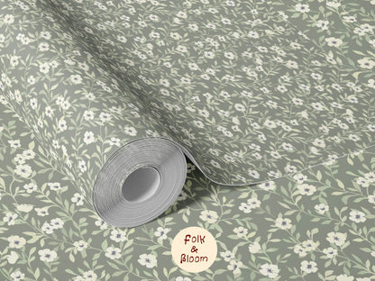 Children's wallpaper on roll - Meadow Green