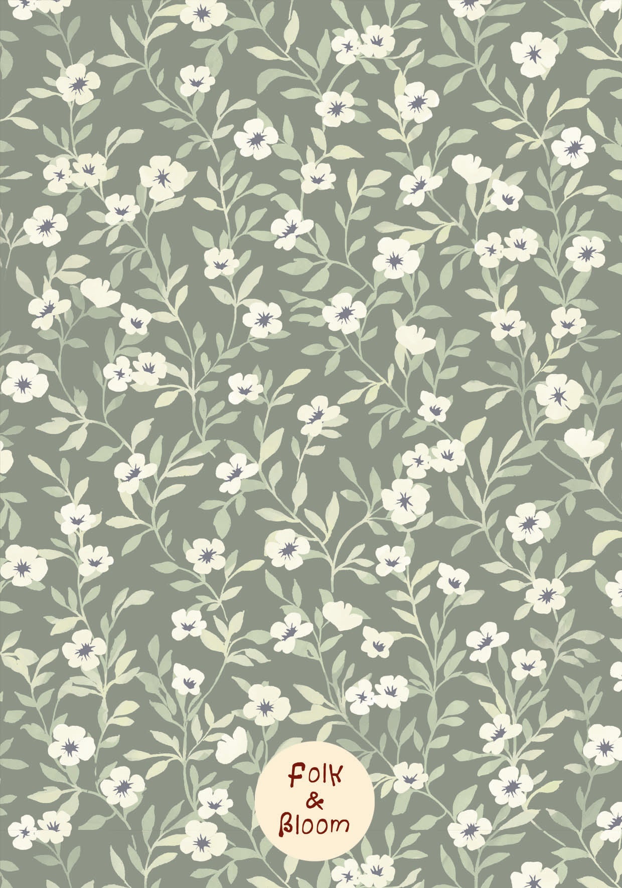 Children's wallpaper on roll - Meadow Green