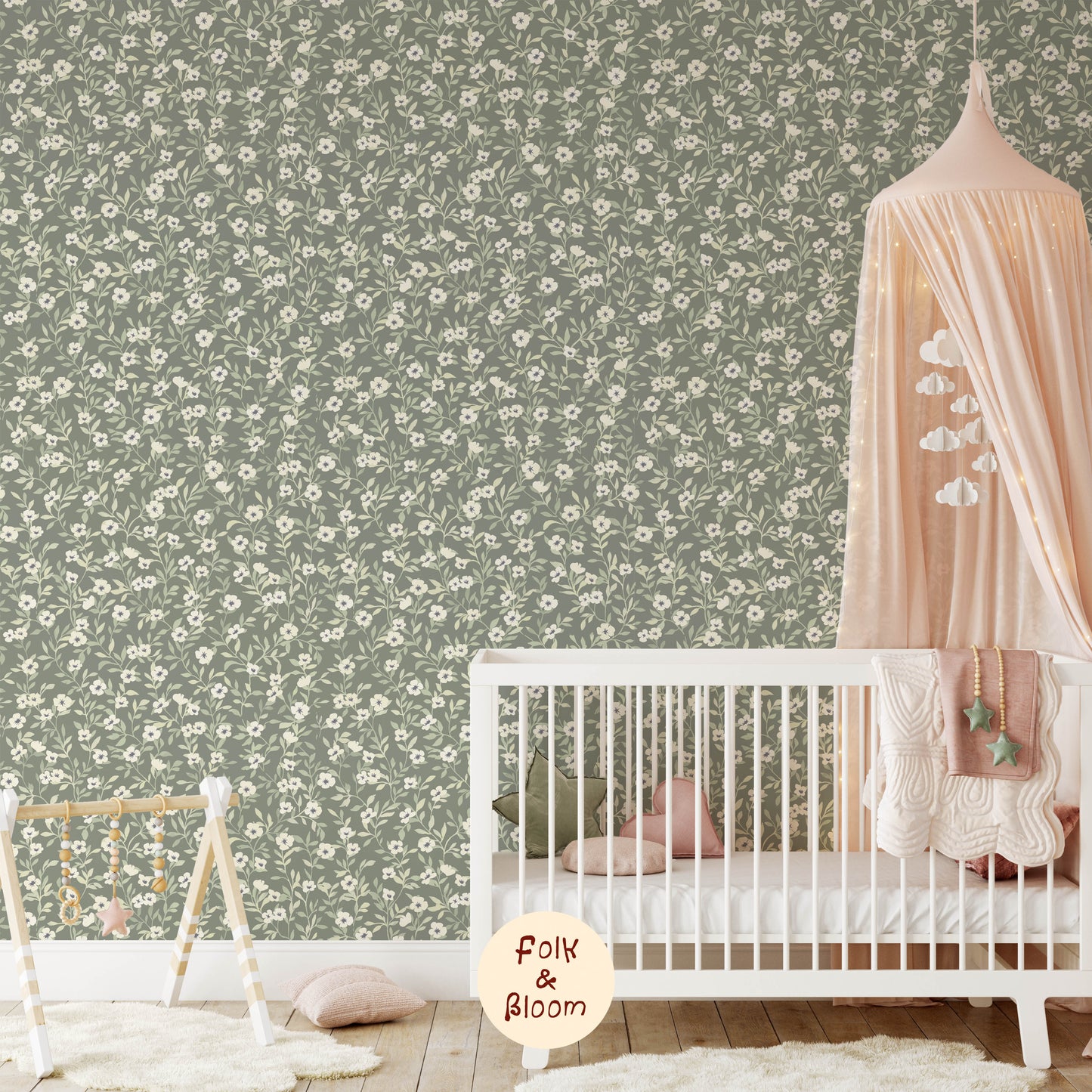 Children's wallpaper on roll - Meadow Green