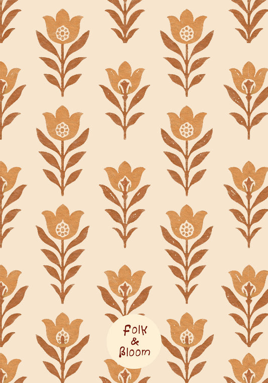 Children's wallpaper on roll - Monica Warm orange
