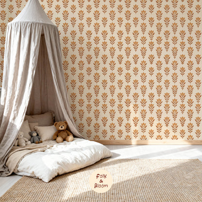 Children's wallpaper on roll - Monica Warm orange