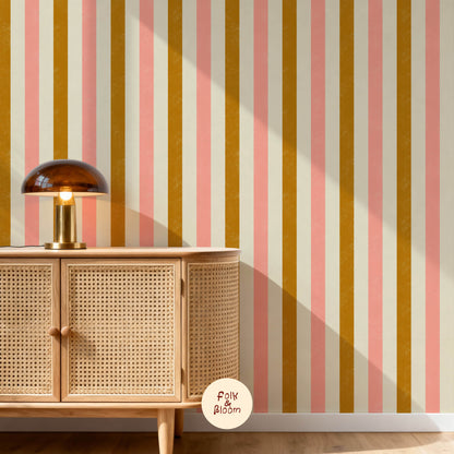 Nursery wallpaper on roll - Multicolor Stripe