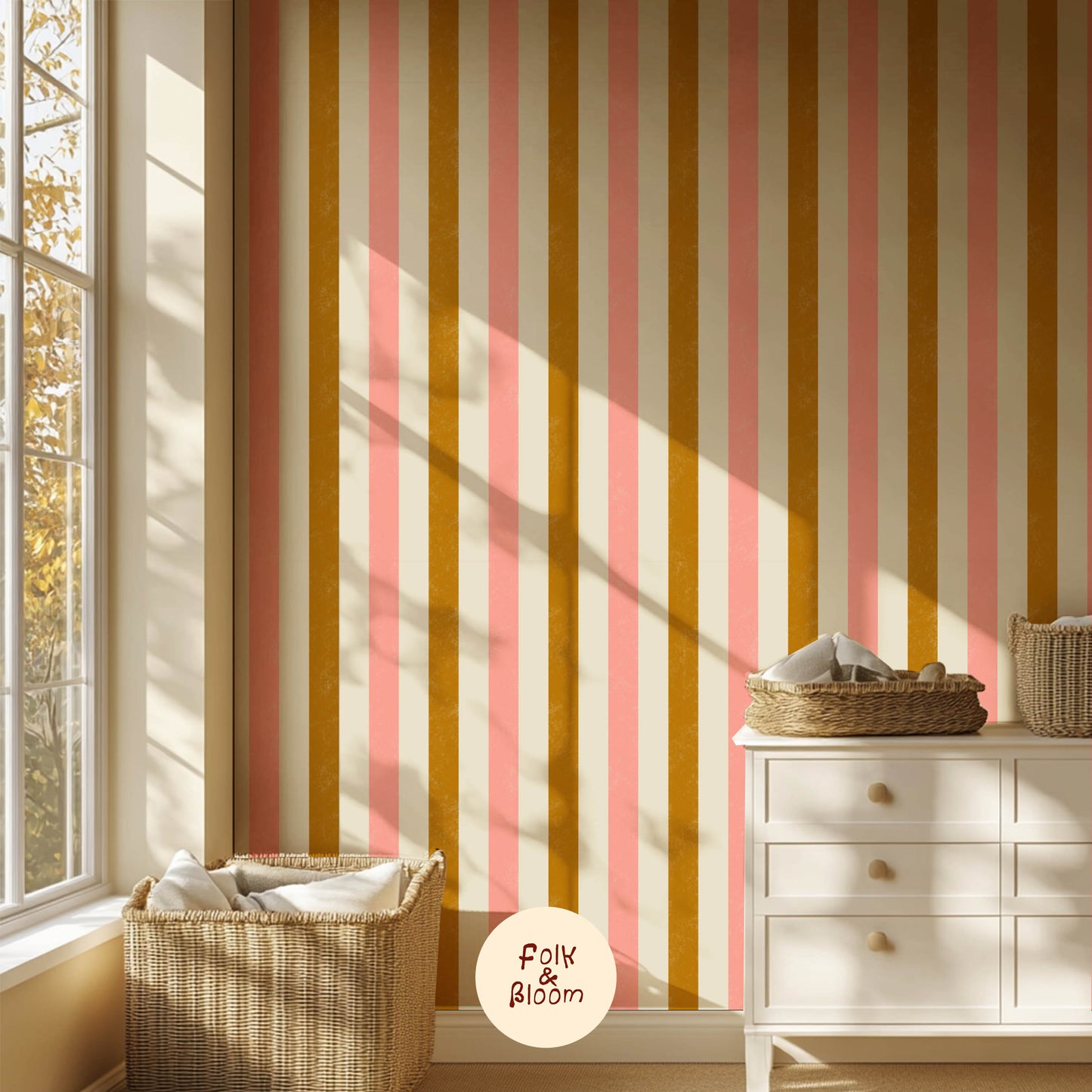 Nursery wallpaper on roll - Multicolor Stripe
