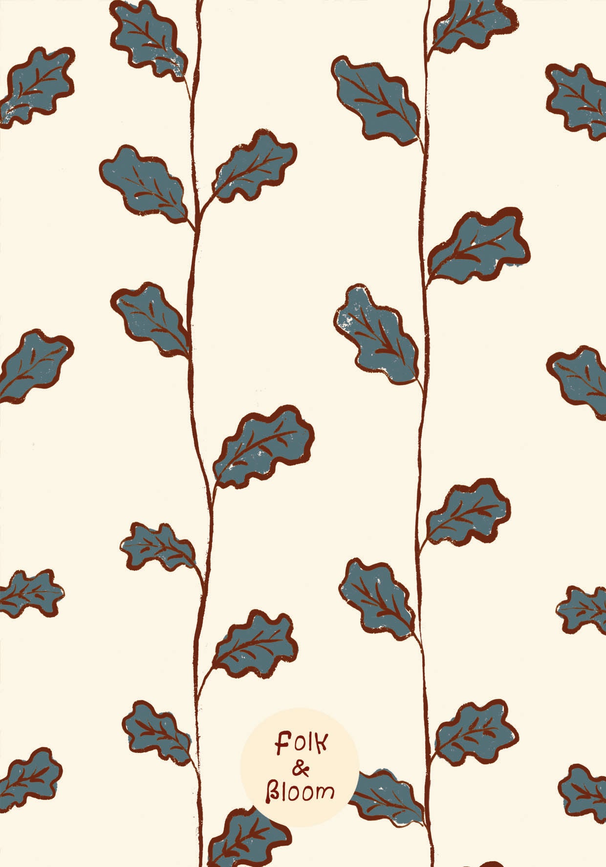 Children's Wallpaper - Oak Leaves Stripe Green