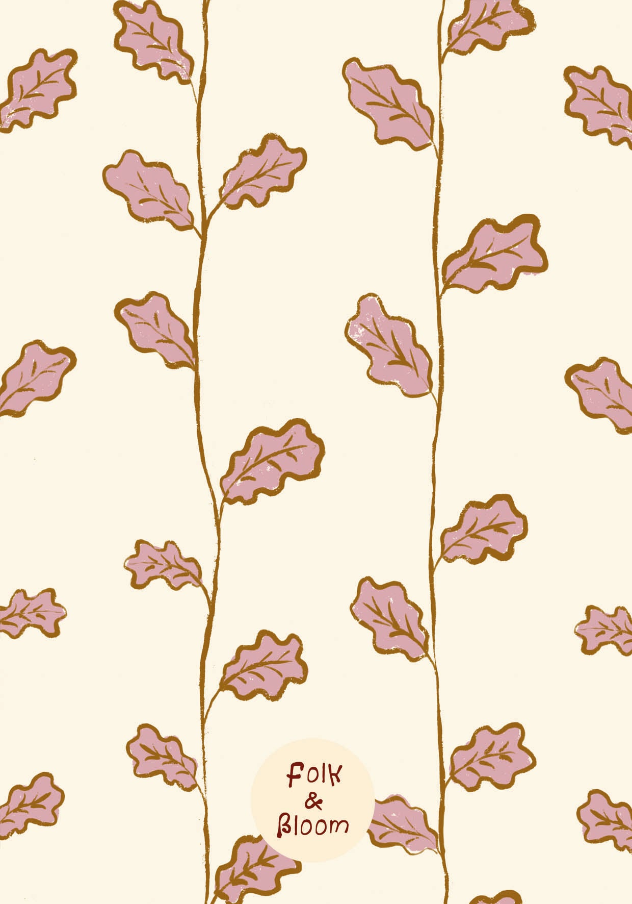 Children's Wallpaper - Oak Leaves Stripe