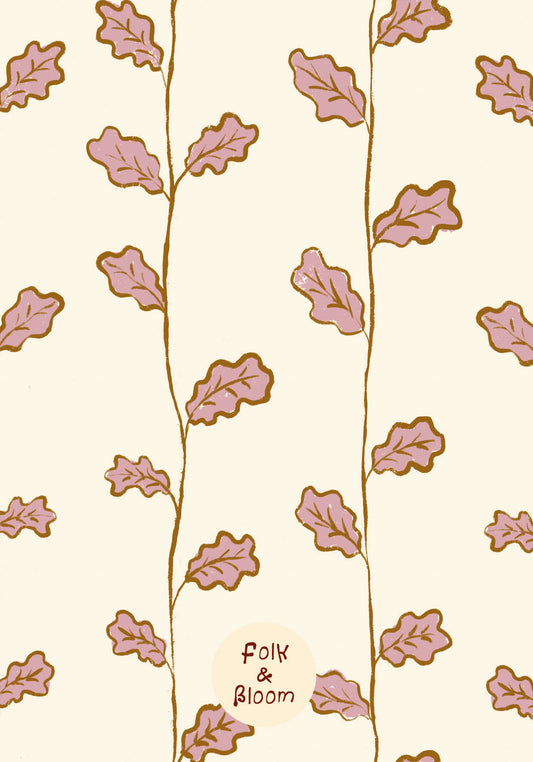 Children's Wallpaper - Oak Leaves Stripe
