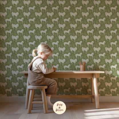 Children's wallpaper on roll - Horses