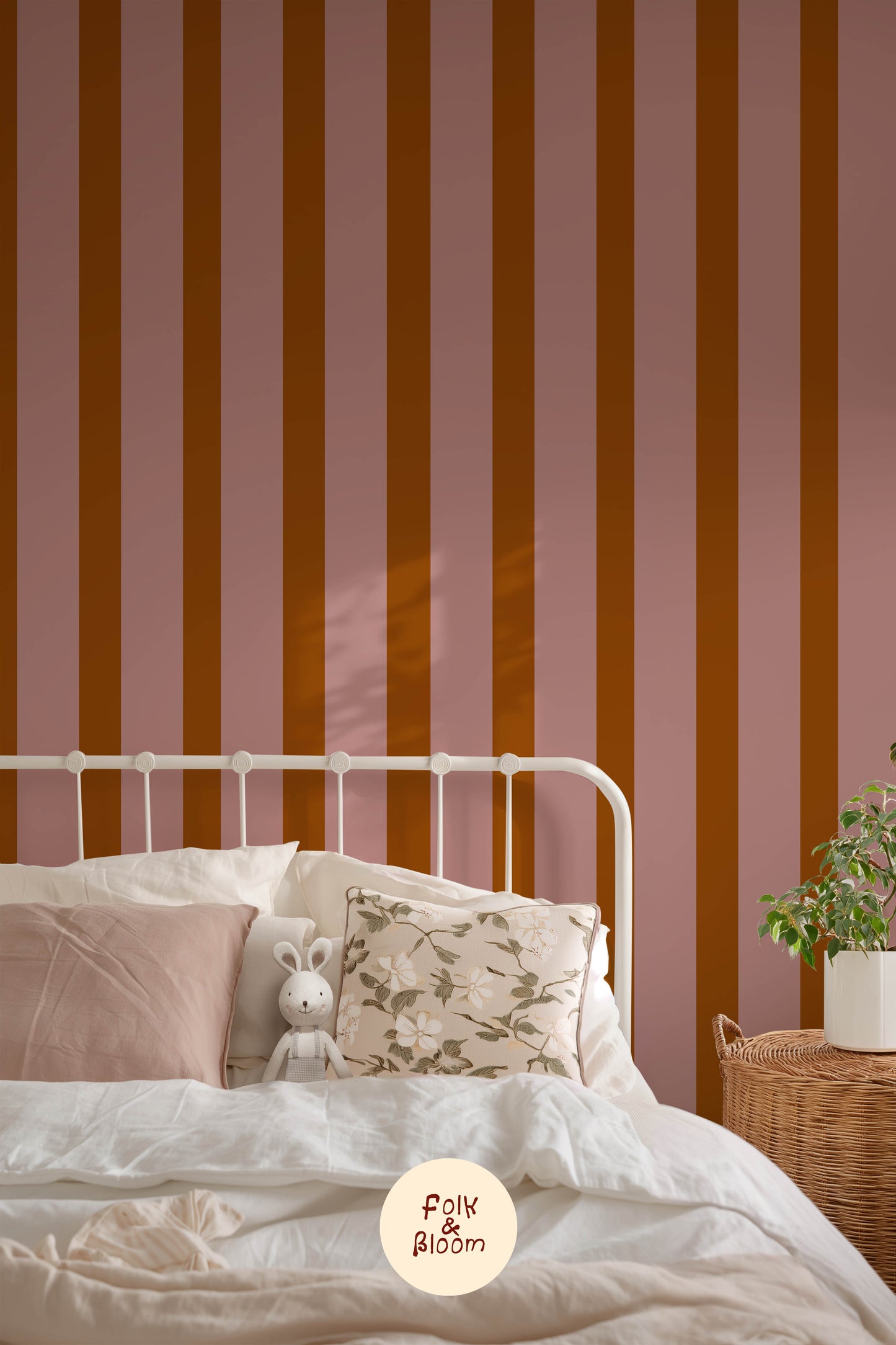 Stripes Pink & Rust — Children's Wallpaper